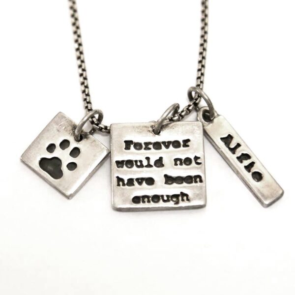 Silver Name Bar Pendant for Paw Print Jewellery - Image 3