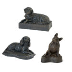 Bronze Effect Dog on Plinth Casket