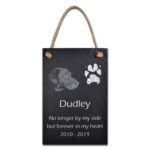 Large Hanging Pet Memorial Slate With Photo & Original Paw Print
