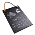 Large Hanging Pet Memorial Slate With Photo & Original Paw Print - Image 2