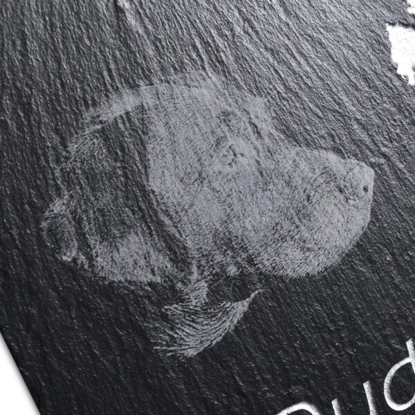 Large Hanging Pet Memorial Slate With Photo & Original Paw Print - Image 3