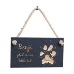 Pet Memorial Hanging Slate Sign With Paw Print
