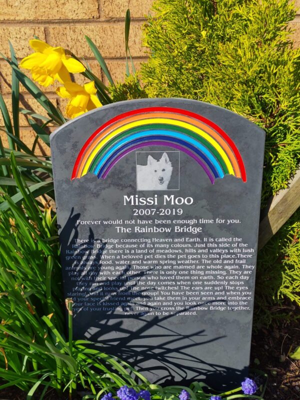 Rainbow Bridge Pet Gravestone Black Slate Garden Memorial Marker - Image 3