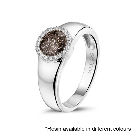 See You Steel Singular Stripe Ring with Zirconia (RS 007) Pet Ashes  Memorial Jewellery | Dignity Pet Crematorium