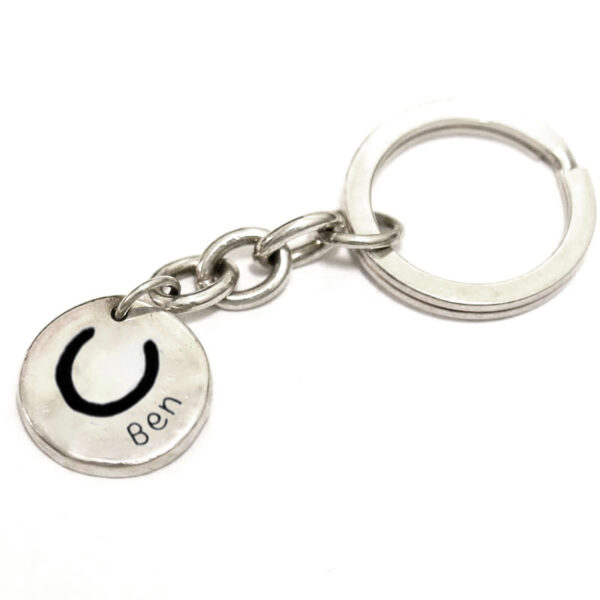 Silver Horseshoe Print Key Ring Horse Memorial Keyring